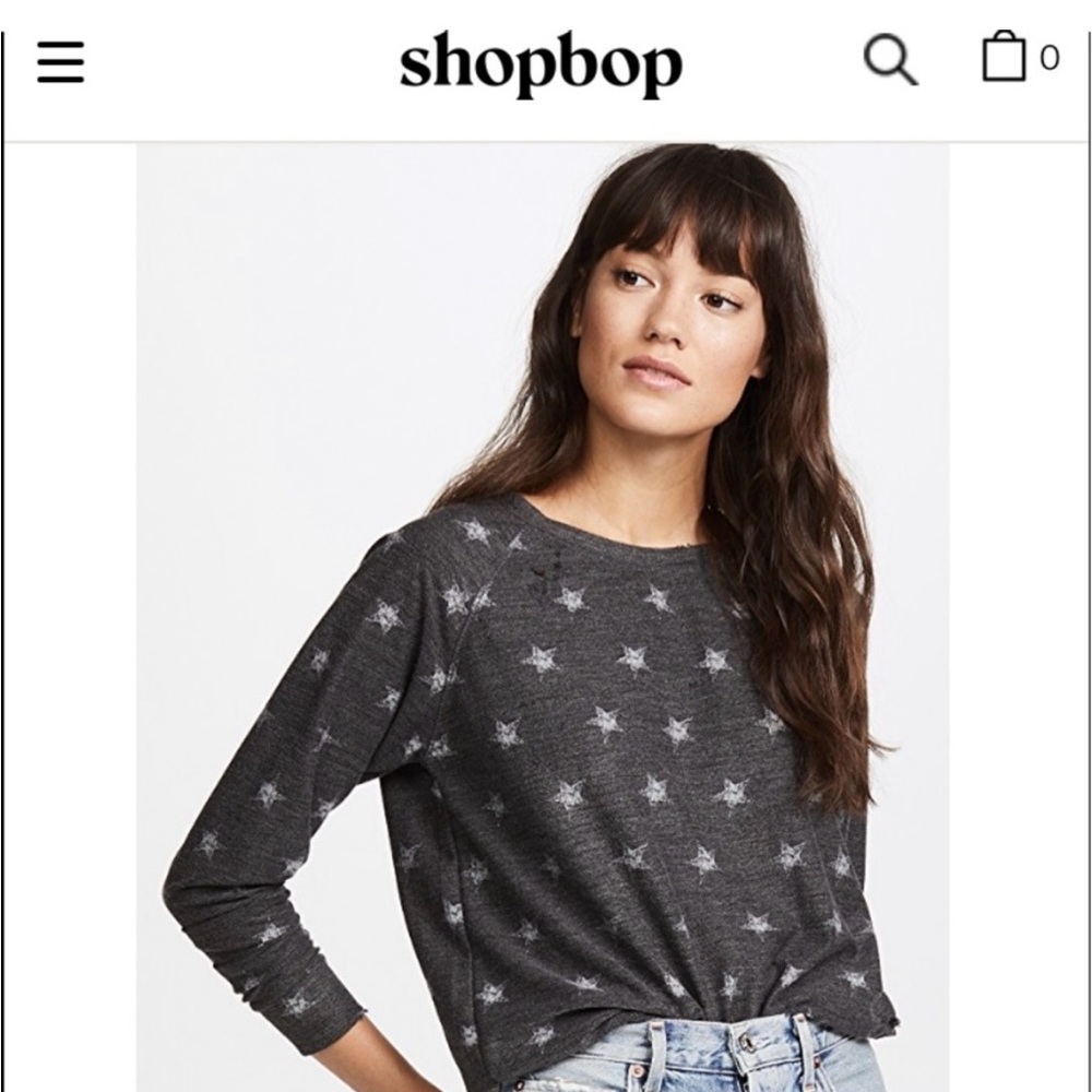 Price Firm NWT Prince Peter Two Tone Gray Distressed Star Print Sweatshirt, XS